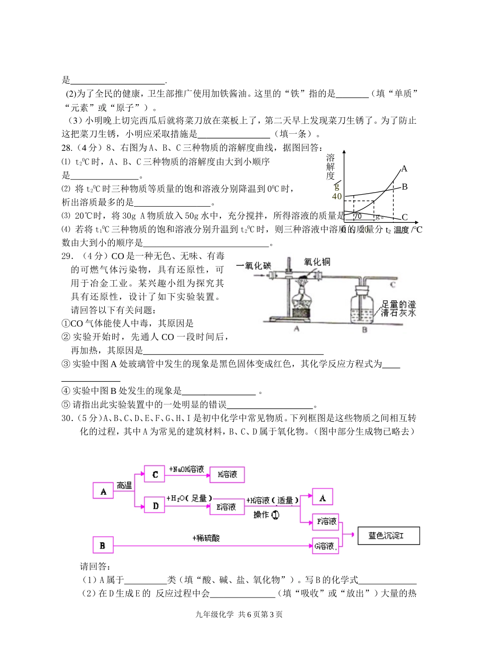 2013乐至化学中考模拟_第3页
