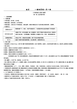 2013年最新人教版八年级地理上册复习提纲