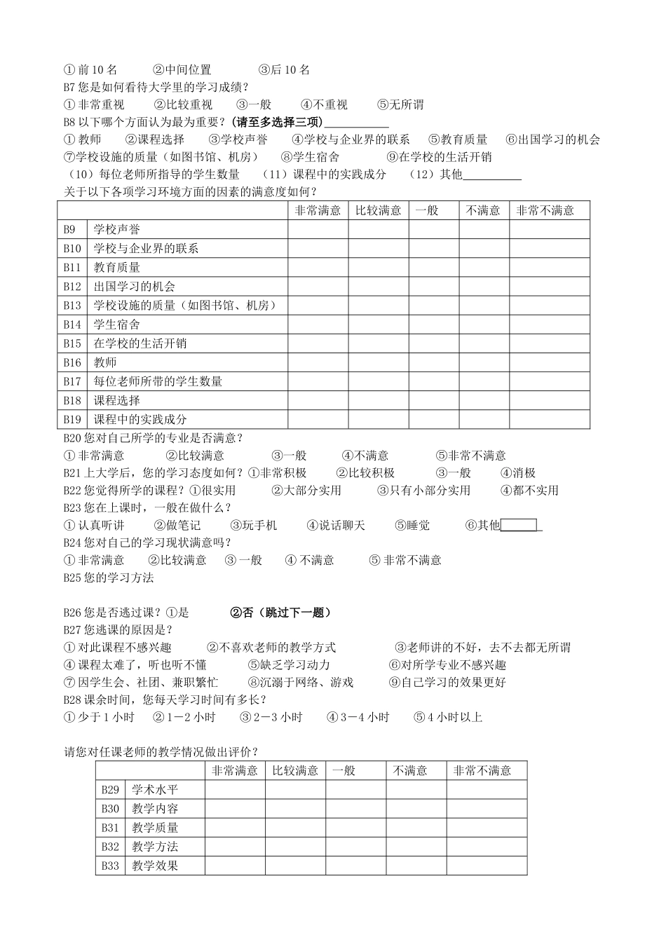 学生学习生活状况调查问卷_第2页