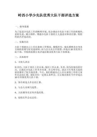 岭西小学少先队优秀大队干部评选方案