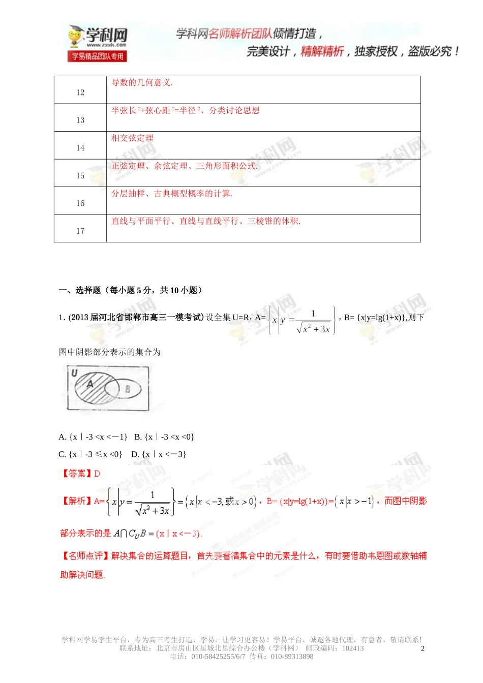 2014届高考数学“得分题”训练01（解析版）_第2页