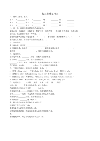 区编汉语文初三基础复习题三