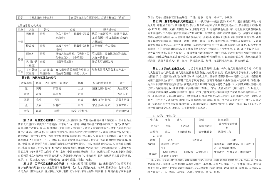 七年级历史下册复习提纲_第2页