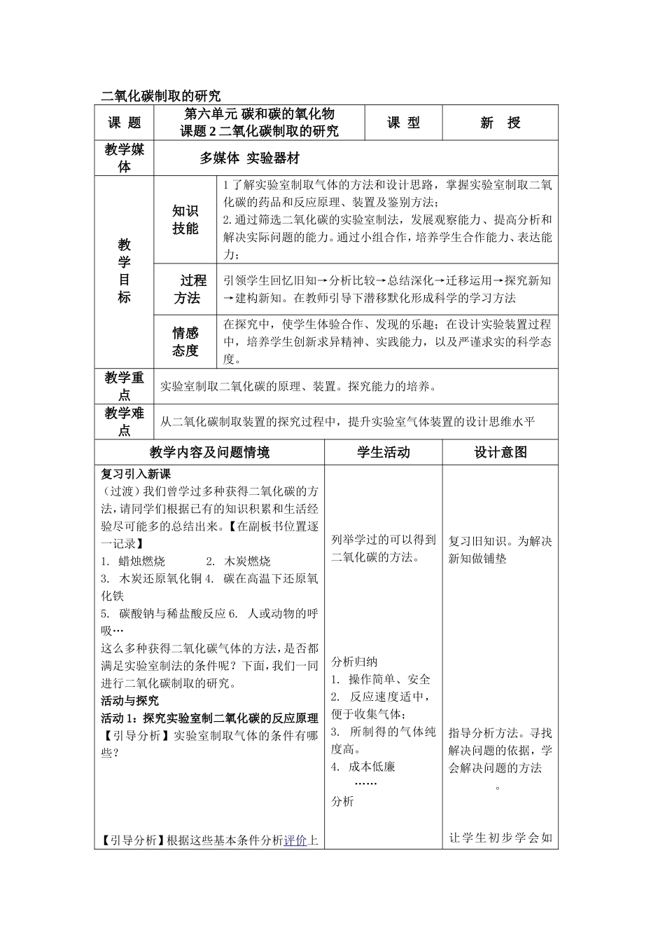 二氧化碳制取的研究_第1页