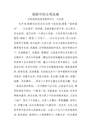 我眼中的文明县城王宏武
