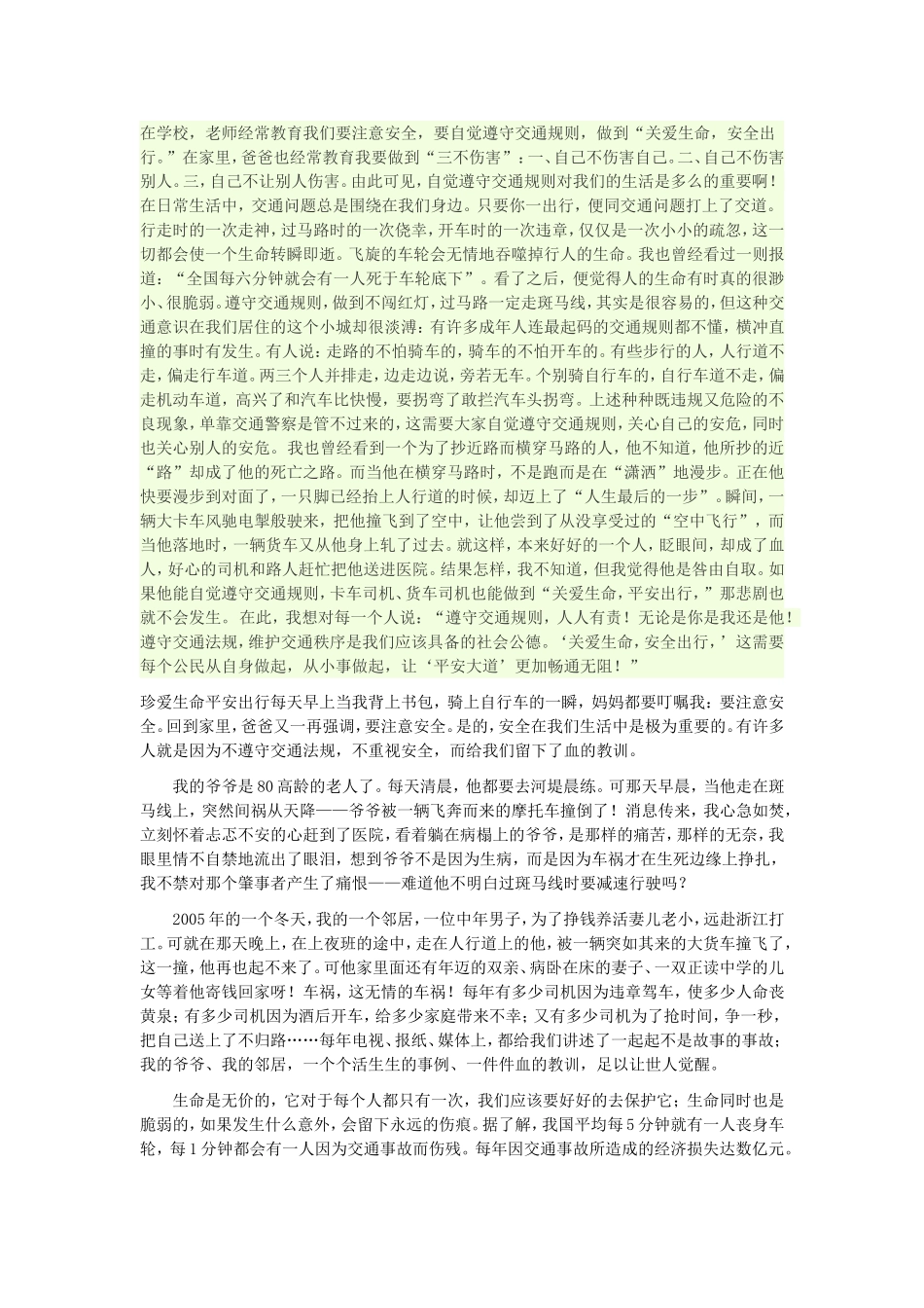 珍爱生命平安出行_第1页