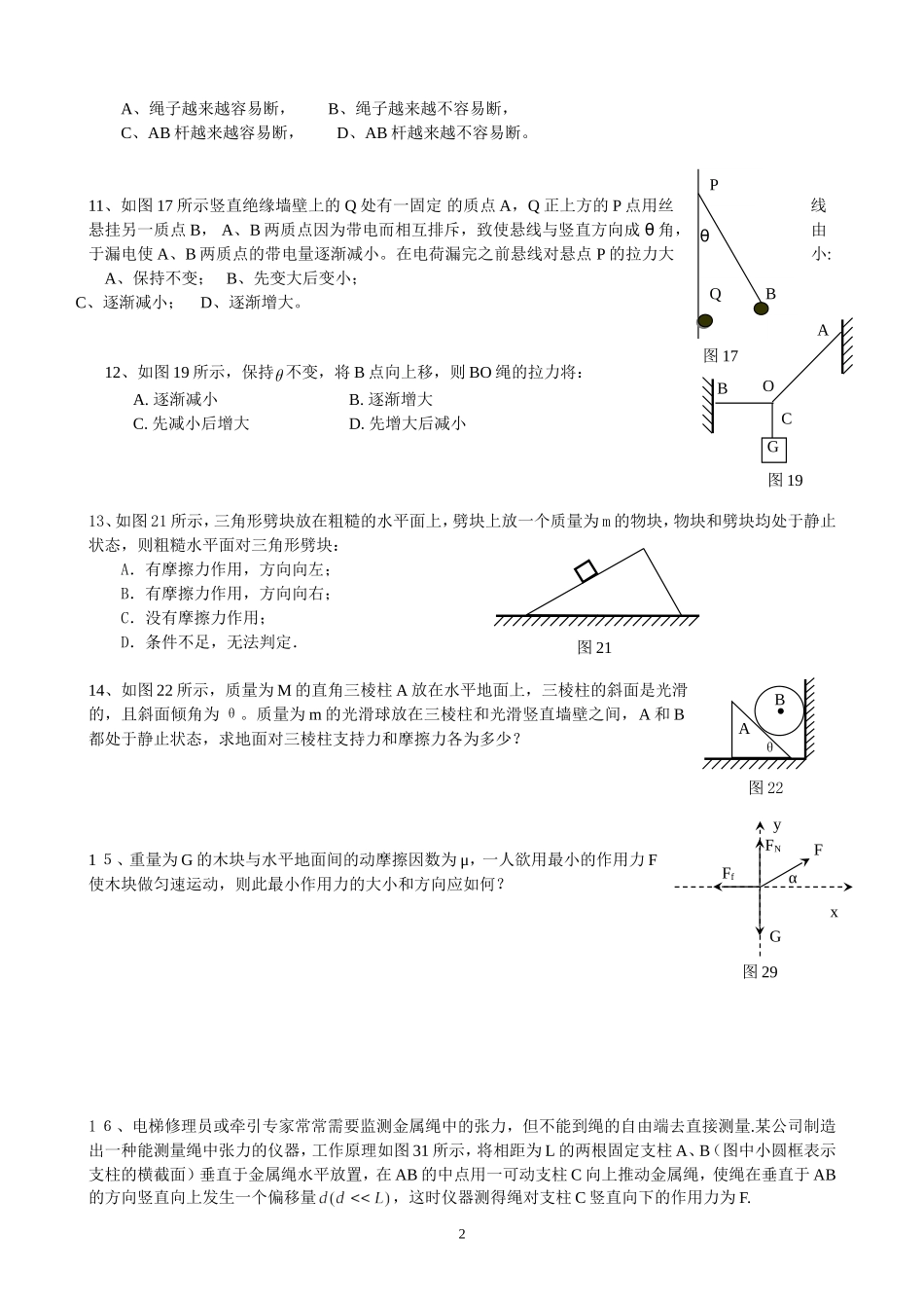 力与物体平衡考点vb_第2页