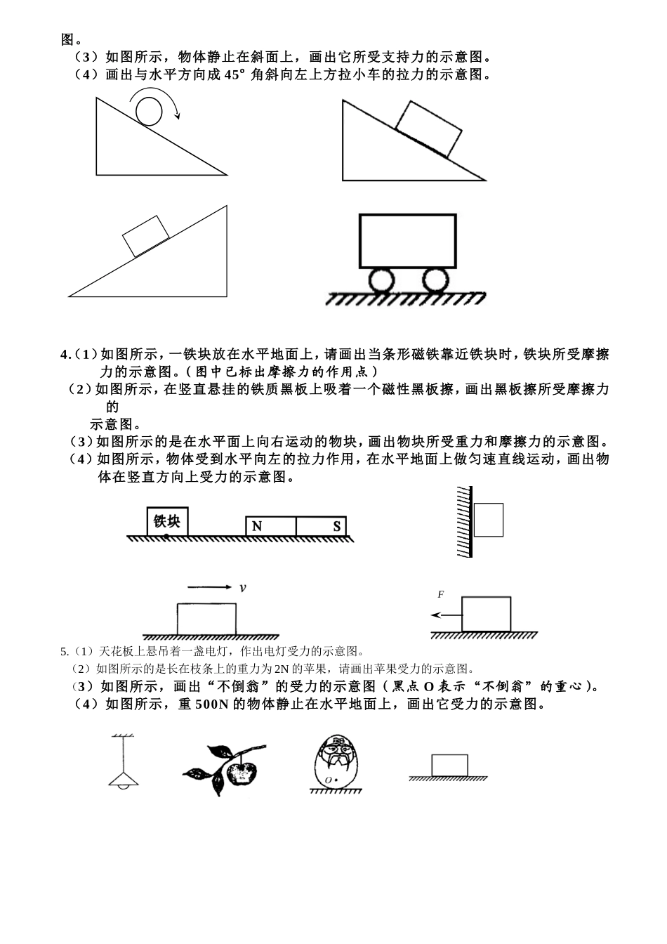 九年级物理《力的示意图》专题训练_第2页