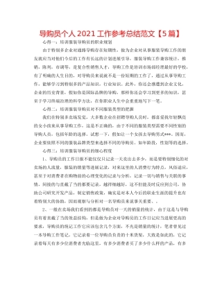 导购员个人工作参考总结范文【5篇】