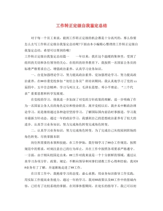 工作转正定级自我鉴定总结