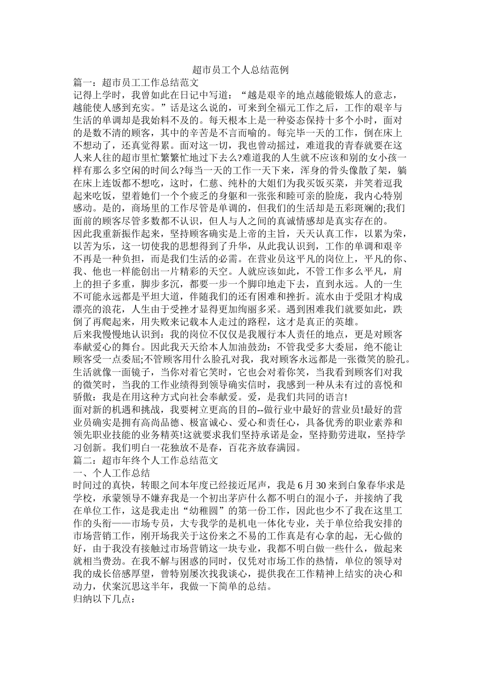 超市员工个人总结范例_第1页