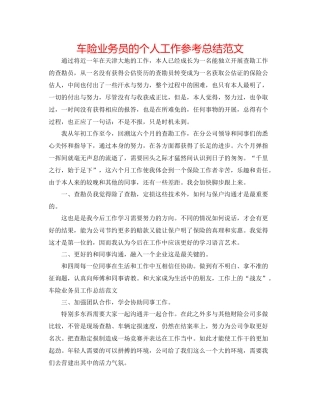 车险业务员的个人工作参考总结范文