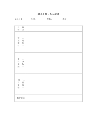 幼儿个案分析记录表