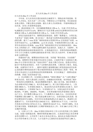 区人社局20年工作总结参考