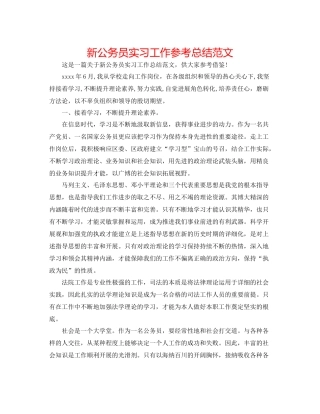 新公务员实习工作参考总结范文