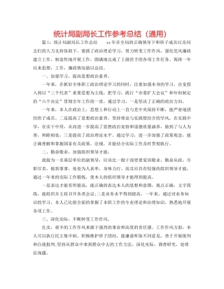 统计局副局长工作参考总结（通用）