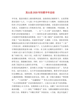 龙山县2020年妇联半年总结 