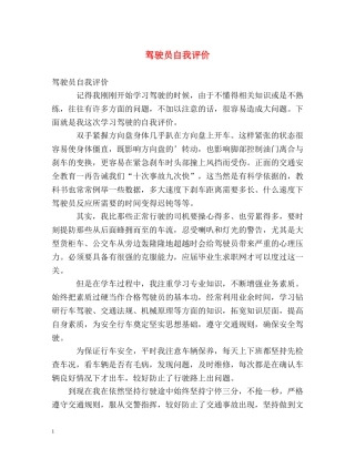 驾驶员自我评价2 