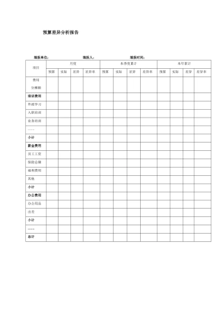 预算差异分析报告