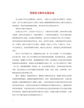 顶岗实习报告自我总结 