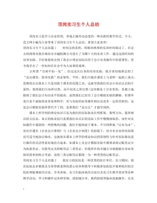 顶岗实习生个人总结 