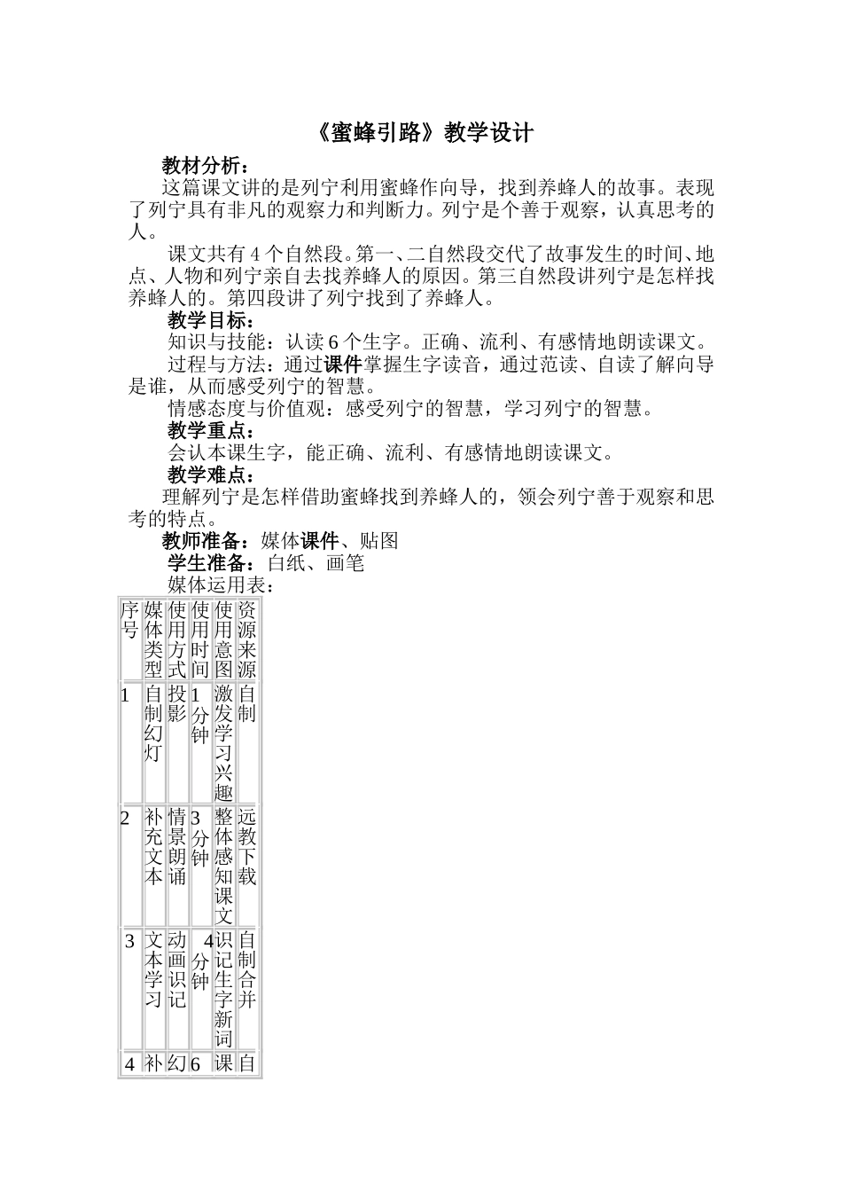 蜜蜂引路教学设计_第1页