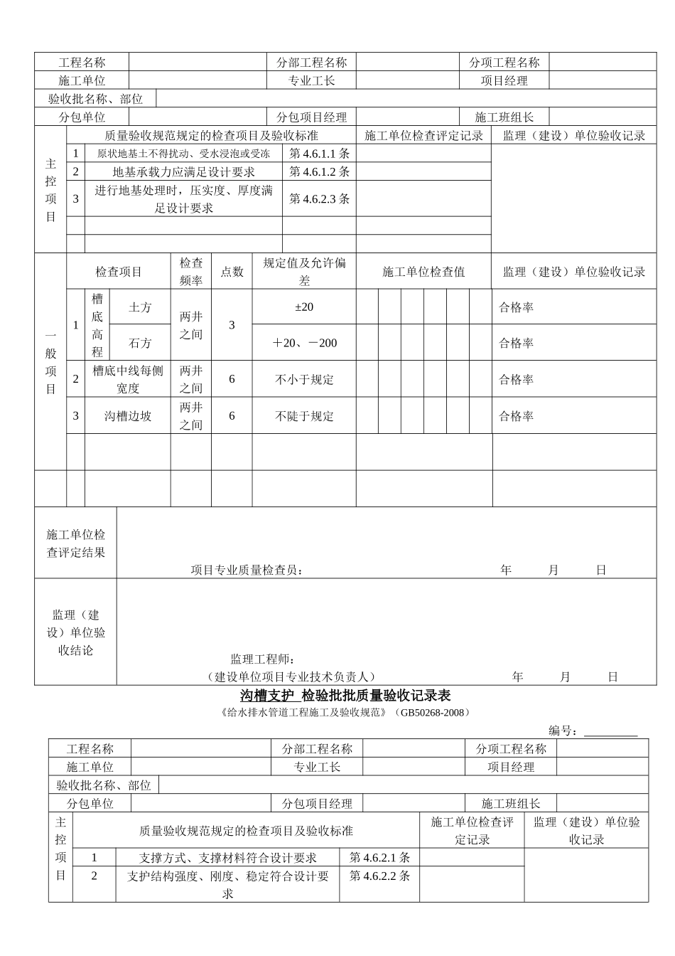 雨水管道施工工程检验批质量验收表_第2页