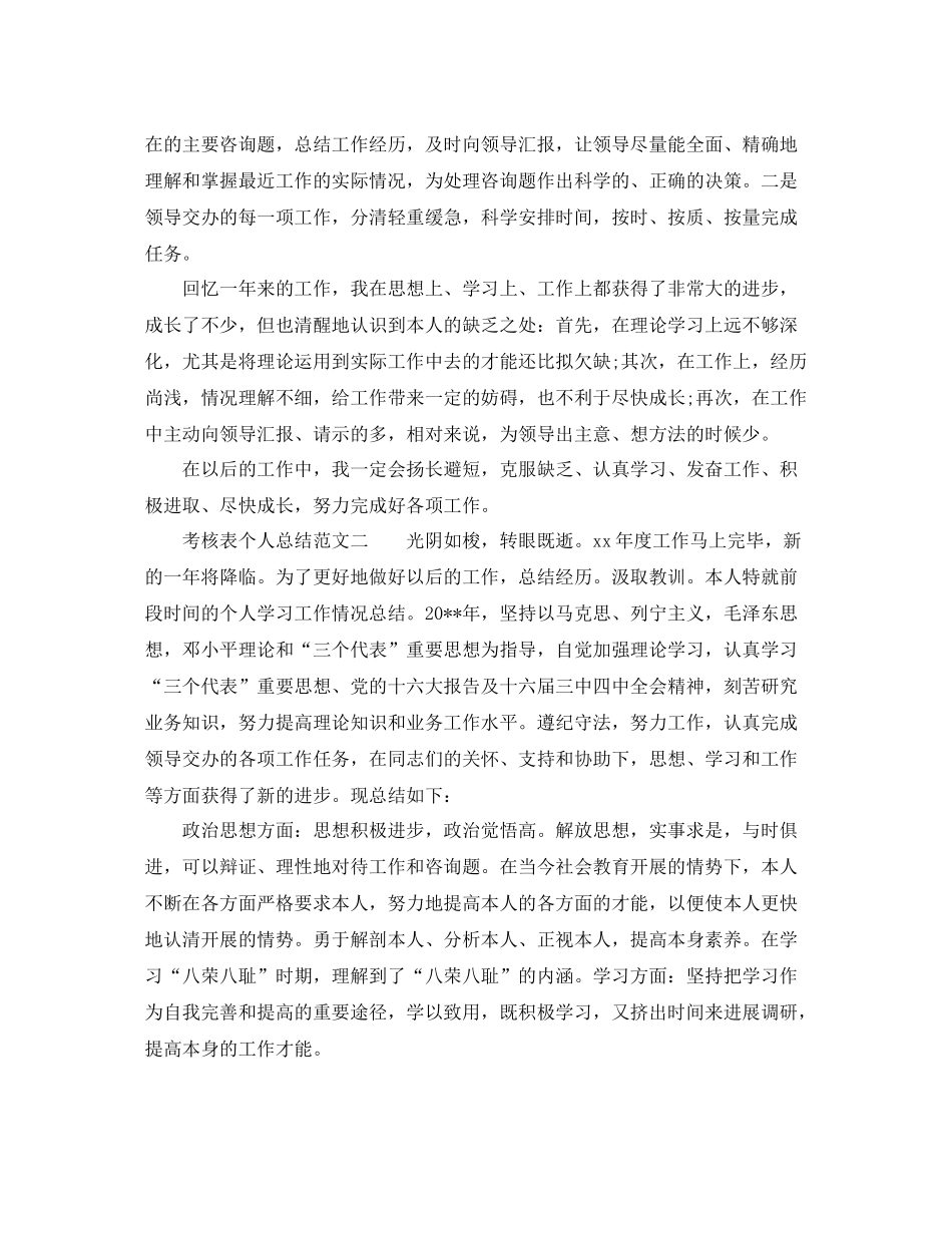 考核表个人参考总结范文大全_第2页