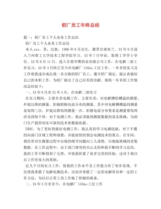 铝厂员工年终总结2 