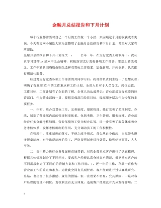 金融月总结报告和下月计划 