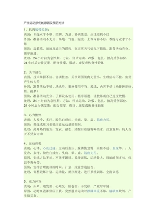 产生运动损伤的原因及预防方法