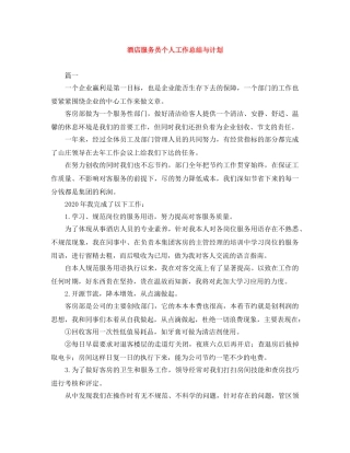 酒店服务员个人工作总结与计划 