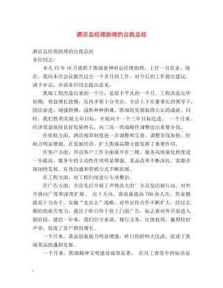 酒店总经理助理的自我总结 