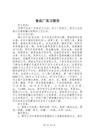 食品厂实习报告