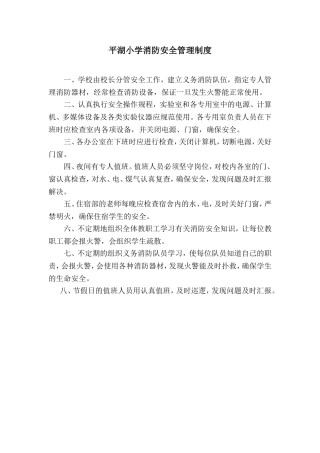 平湖小学消防安全管理制度