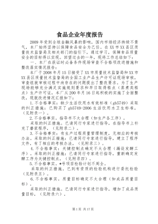食品企业年度报告
