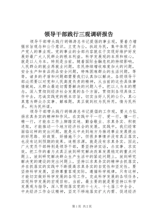 领导干部践行三观调研报告