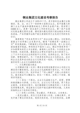 铜业集团文化建设考察报告
