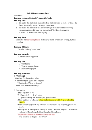 PEP小学英语六年级上册(全英)教案
