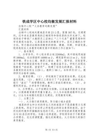 铁成学区中心校均衡发展汇报材料