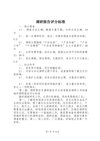 调研报告评分标准