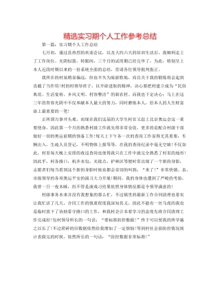 精选实习期个人工作参考总结