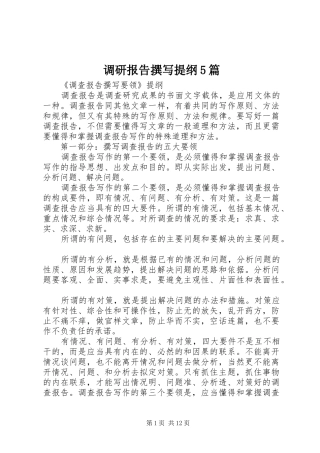 调研报告撰写提纲5篇