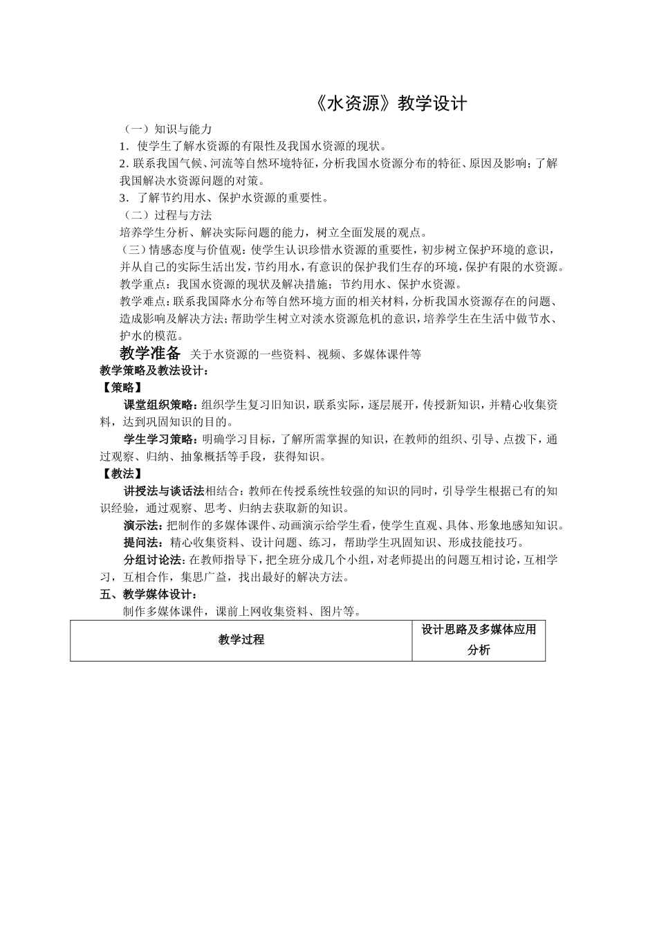 水资源教学设计_第1页