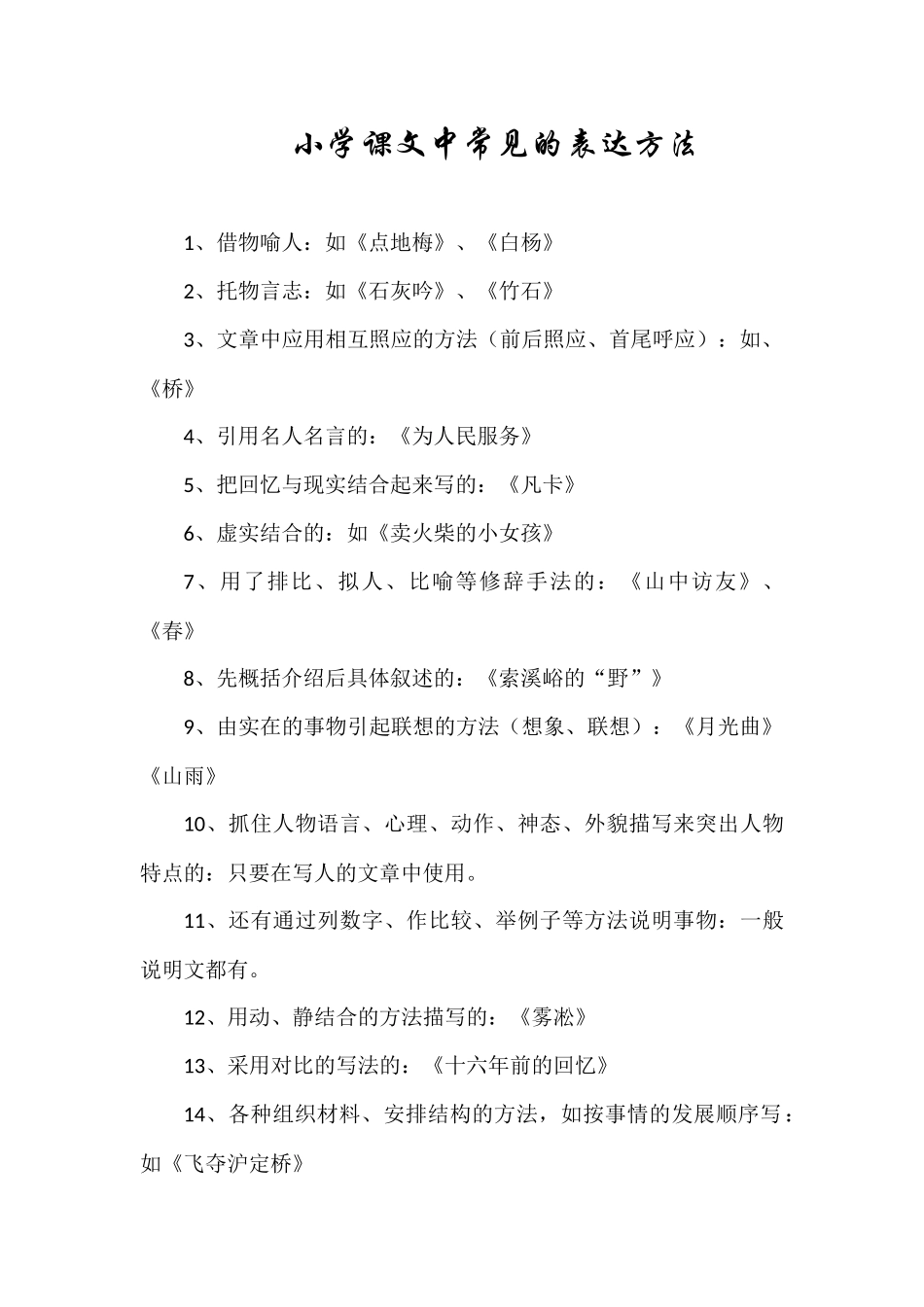 小学语文常见的表达方法_第1页