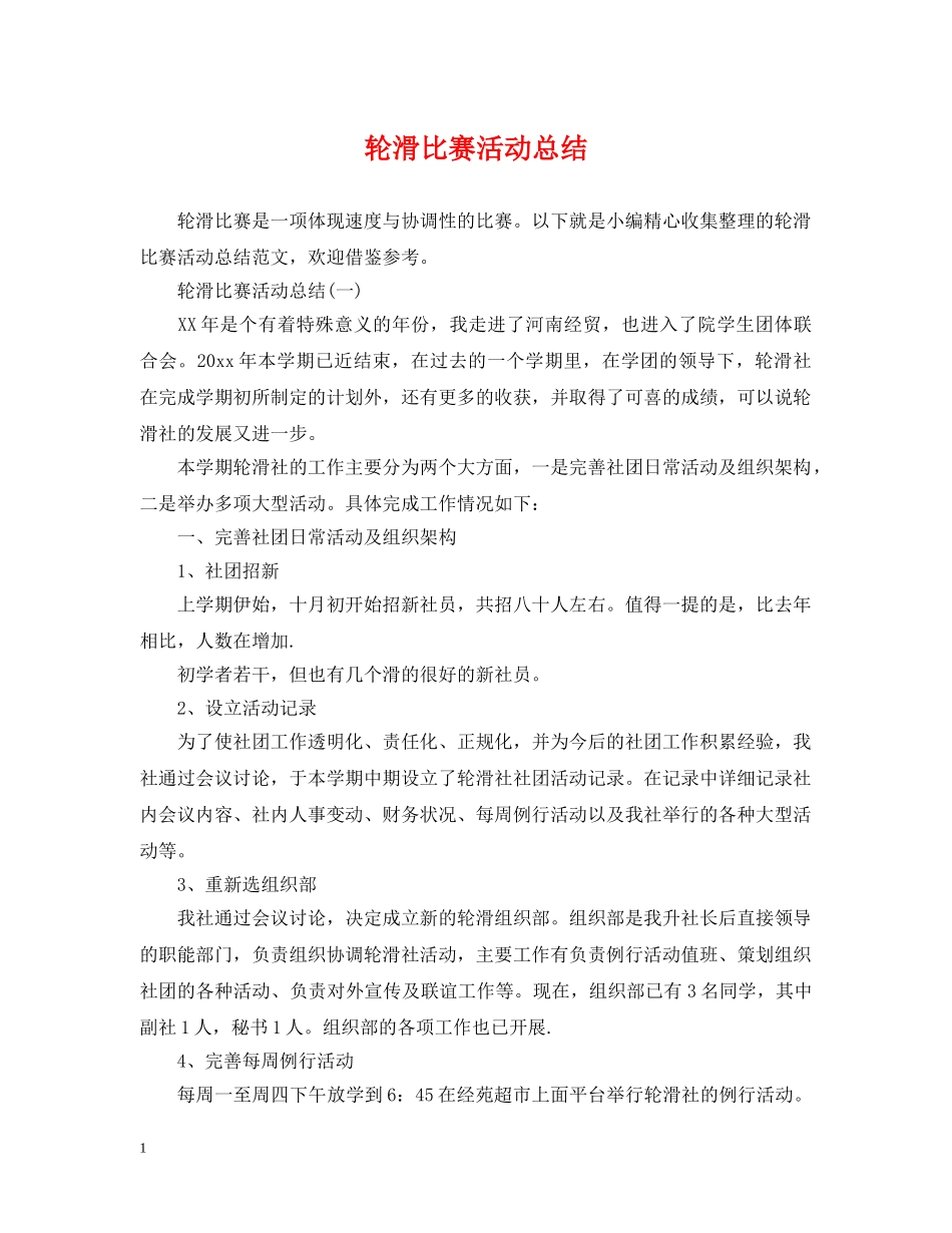 轮滑比赛活动总结 _第1页