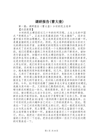 调研报告(曹大奎)