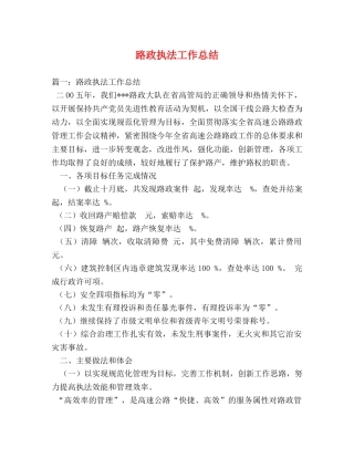 路政执法工作总结 