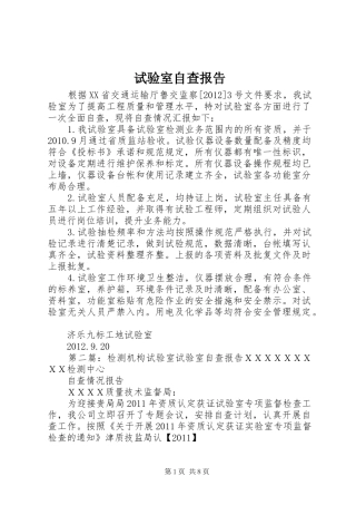 试验室自查报告
