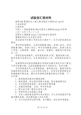 试验室汇报材料